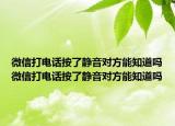 微信打电话按了静音对方能知道吗微信打电话按了静音对方能知道吗