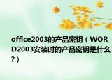 office2003的产品密钥（WORD2003安装时的产品密钥是什么?）