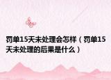 罚单15天未处理会怎样（罚单15天未处理的后果是什么）