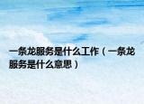 一条龙服务是什么工作（一条龙服务是什么意思）