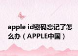 apple id密码忘记了怎么办（APPLE中国）