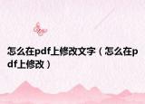 怎么在pdf上修改文字（怎么在pdf上修改）