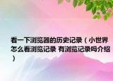 看一下浏览器的历史记录（小世界怎么看浏览记录 有浏览记录吗介绍）