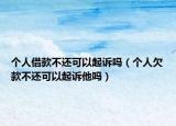 个人借款不还可以起诉吗（个人欠款不还可以起诉他吗）