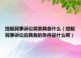 提起民事诉讼需要具备什么（提起民事诉讼应具备的条件是什么呢）