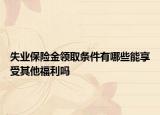 失业保险金领取条件有哪些能享受其他福利吗