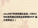 nba2007年选秀顺位名单（NBA2008选秀顺位球员名单罗斯MVP 威少后来居上）