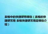 表格中的快捷键有哪些（表格的快捷键常用 表格快捷键常用是哪些介绍）