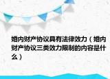婚内财产协议具有法律效力（婚内财产协议三类效力限制的内容是什么）