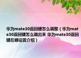 华为mate30返回键怎么调整（华为mate30返回键怎么调出来 华为mate30返回键在哪设置介绍）