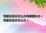 驾驶证丢失怎么办到哪里补办（驾驶证丢失怎么办）