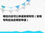 哪些内容可以申请发明专利（发明专利应当去哪里申请）