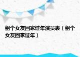 租个女友回家过年演员表（租个女友回家过年）