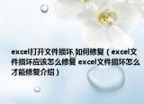 excel打开文件损坏,如何修复（excel文件损坏应该怎么修复 excel文件损坏怎么才能修复介绍）