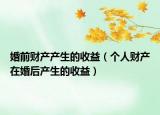 婚前财产产生的收益（个人财产在婚后产生的收益）