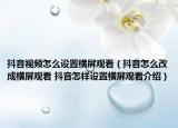 抖音视频怎么设置横屏观看（抖音怎么改成横屏观看 抖音怎样设置横屏观看介绍）