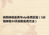 优酷体验会员与vip会员区别（1分钱体验14天优酷会员方法）