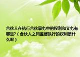 合伙人在执行合伙事务中的权利和义务有哪些?（合伙人之间监督执行的权利是什么呢）