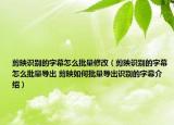 剪映识别的字幕怎么批量修改（剪映识别的字幕怎么批量导出 剪映如何批量导出识别的字幕介绍）
