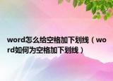 word怎么给空格加下划线（word如何为空格加下划线）