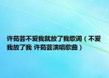 许茹芸不爱我就放了我歌词（不爱我放了我 许茹芸演唱歌曲）