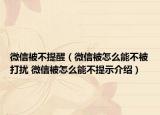 微信被不提醒（微信被怎么能不被打扰 微信被怎么能不提示介绍）