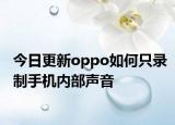 今日更新oppo如何只录制手机内部声音
