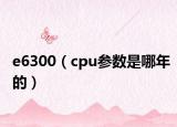 e6300（cpu参数是哪年的）
