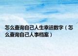怎么查询自己人生幸运数字（怎么查询自己人事档案）
