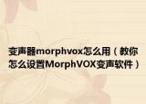 变声器morphvox怎么用（教你怎么设置MorphVOX变声软件）