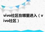 vivo社区在哪里进入（vivo社区）