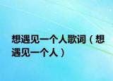 想遇见一个人歌词（想遇见一个人）