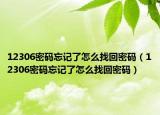 12306密码忘记了怎么找回密码（12306密码忘记了怎么找回密码）
