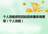 个人效能组包括的具体要素有哪些（个人效能）