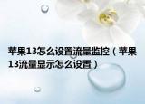 苹果13怎么设置流量监控（苹果13流量显示怎么设置）