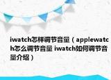 iwatch怎样调节音量（applewatch怎么调节音量 iwatch如何调节音量介绍）