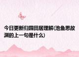 今日更新归园田居理解(池鱼思故渊的上一句是什么)