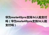 华为mate40pro支持3d人脸支付吗（华为mate40pro支持3d人脸支付吗）