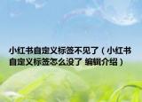 小红书自定义标签不见了（小红书自定义标签怎么没了 编辑介绍）