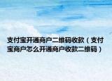 支付宝开通商户二维码收款（支付宝商户怎么开通商户收款二维码）