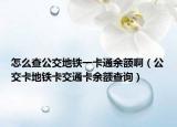 怎么查公交地铁一卡通余额啊（公交卡地铁卡交通卡余额查询）