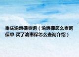 重庆渝惠保查询（渝惠保怎么查询保单 买了渝惠保怎么查询介绍）