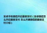 安卓手机微信开启面容支付（安卓微信怎么开启面容支付 怎么开通微信的面容支付介绍）