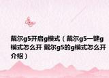 戴尔g5开启g模式（戴尔g5一键g模式怎么开 戴尔g5的g模式怎么开介绍）
