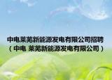 中电莱芜新能源发电有限公司招聘（中电 莱芜新能源发电有限公司）