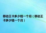 移动王卡多少钱一个月（移动王卡多少钱一个月）