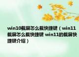 win10截屏怎么截快捷键（win11截屏怎么截快捷键 win11的截屏快捷键介绍）