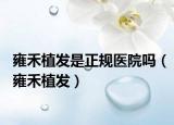 雍禾植发是正规医院吗（雍禾植发）