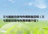 三七粉的功效与作用降血压吗（三七粉的功效与作用详细介绍）