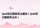 ipad忘记密码怎么解决（ipad忘记密码怎么办）